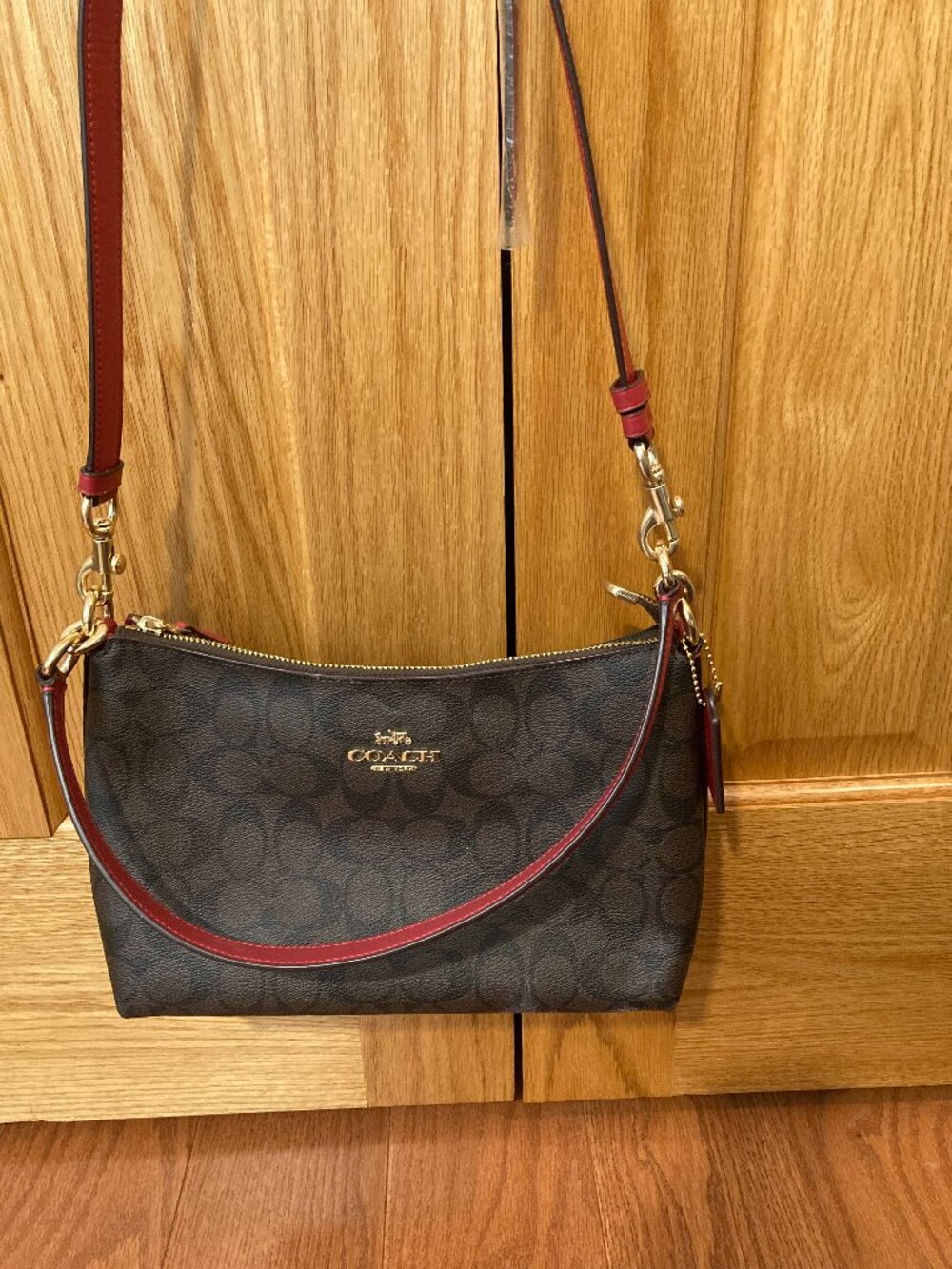 Coach Brown & Red Monogram shoulder bag